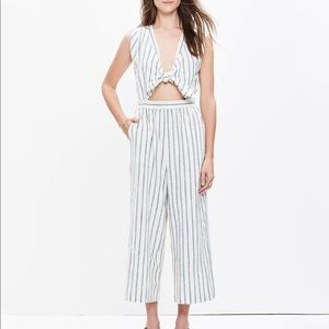 Madewell size 4 Tie-Front Culotte Jumpsuit in Ikat Stripe